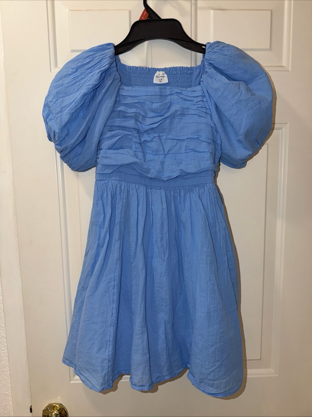 Abercrombie Kids Blue Puff Sleeve Fit & Flare Dress Sz 9/10 100% Cotton